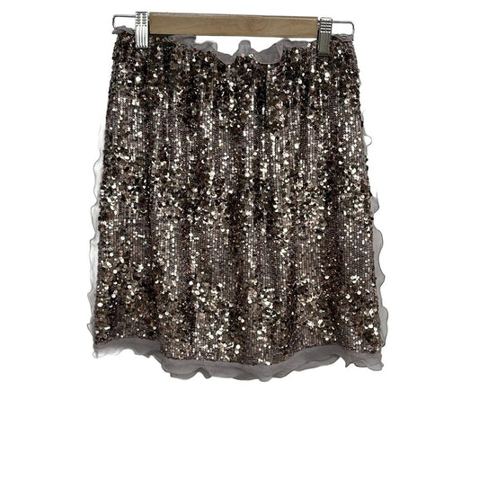 Fendi Skirt 40 M Pink Gold Light Purple Knee Length Sequins Ruffles