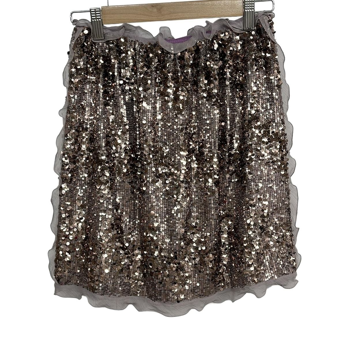 Fendi Skirt 40 M Pink Gold Light Purple Knee Length Sequins Ruffles — view 2