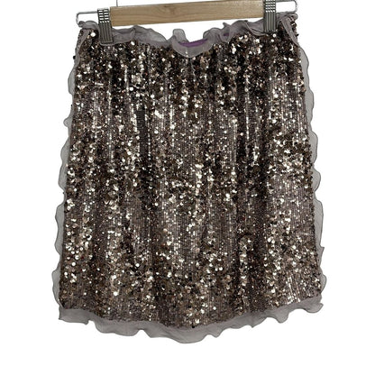 Fendi Skirt 40 M Pink Gold Light Purple Knee Length Sequins Ruffles — view 2