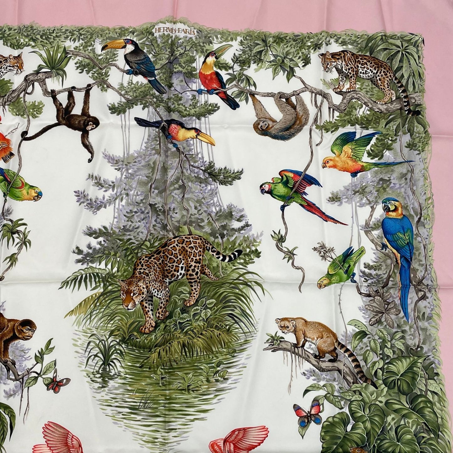 Hermes Scarf Carre 90 Equateur Red Road Straight Down Total Silk Pink Multicolor — view 3