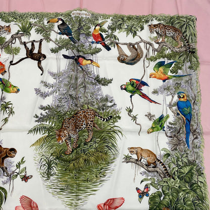 Hermes Scarf Carre 90 Equateur Red Road Straight Down Total Silk Pink Multicolor — view 3