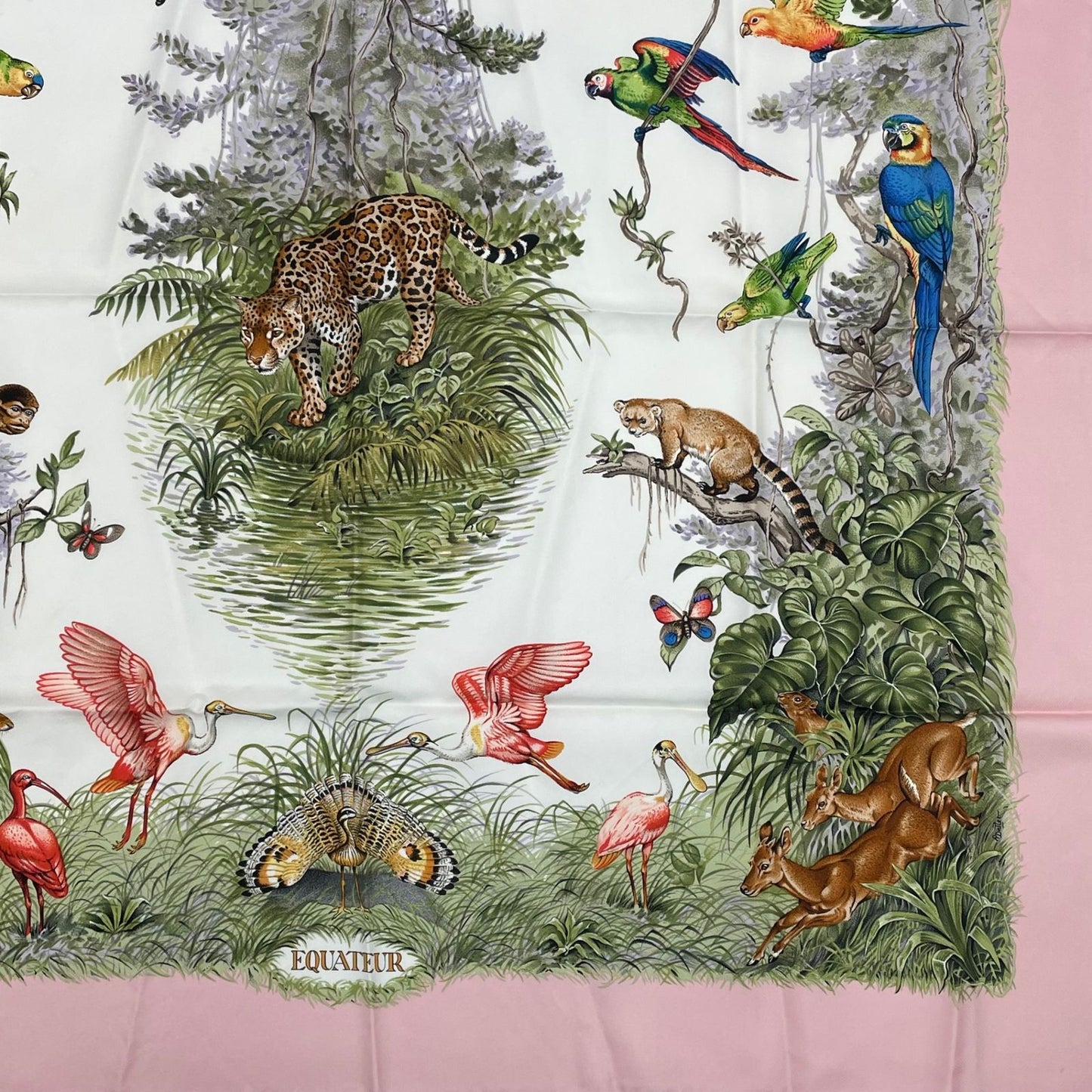 Hermes Scarf Carre 90 Equateur Red Road Straight Down Total Silk Pink Multicolor — view 5