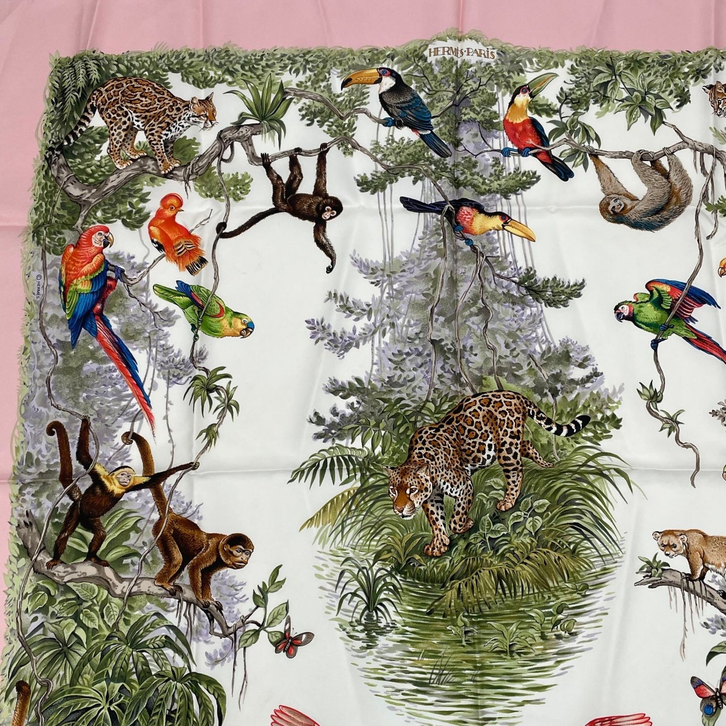 Hermes Scarf Carre 90 Equateur Red Road Straight Down Total Silk Pink Multicolor — view 2