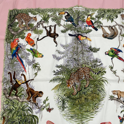 Hermes Scarf Carre 90 Equateur Red Road Straight Down Total Silk Pink Multicolor — view 2