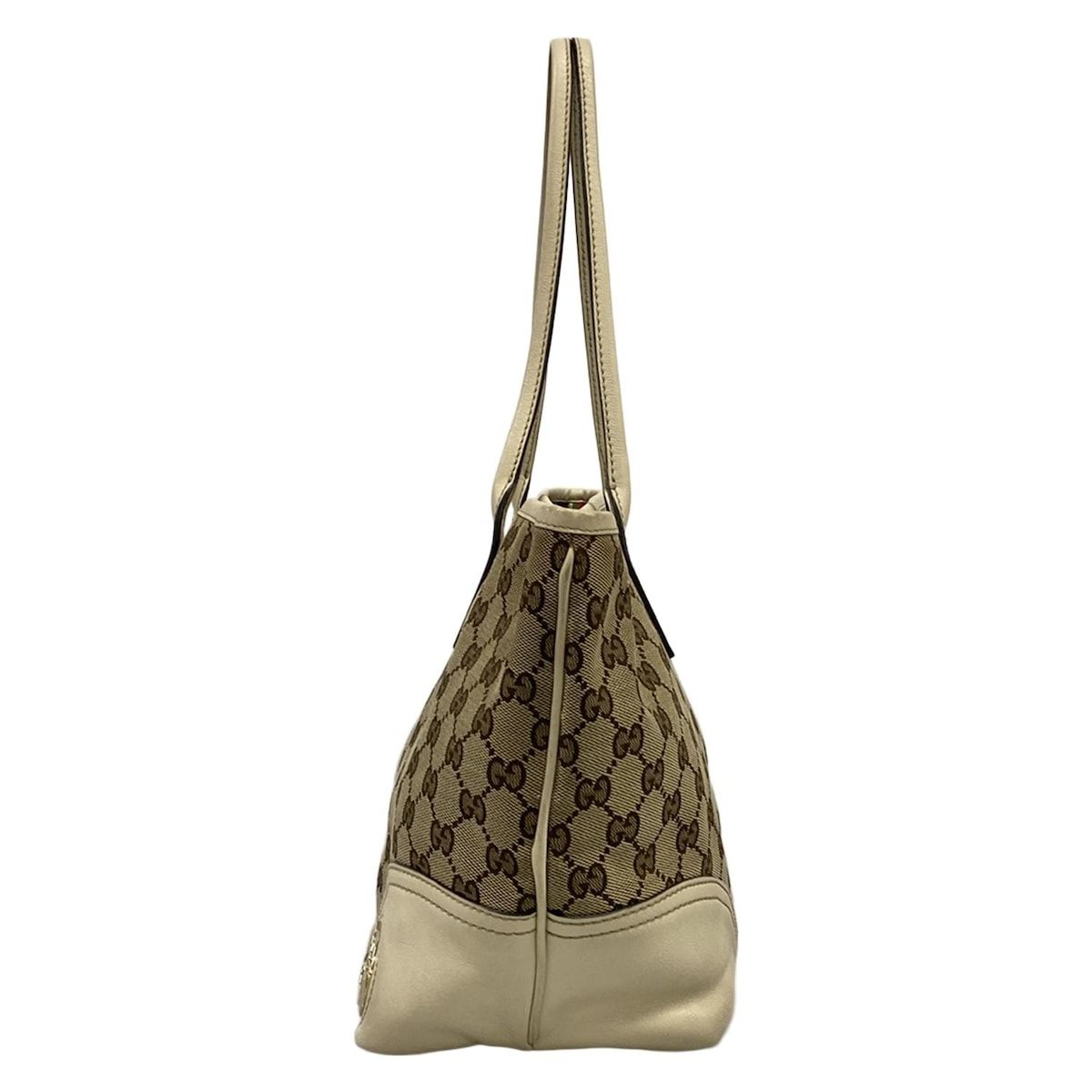 Gucci Tote New Britt GG Pattern Beige Ivory Brown Leather — view 4