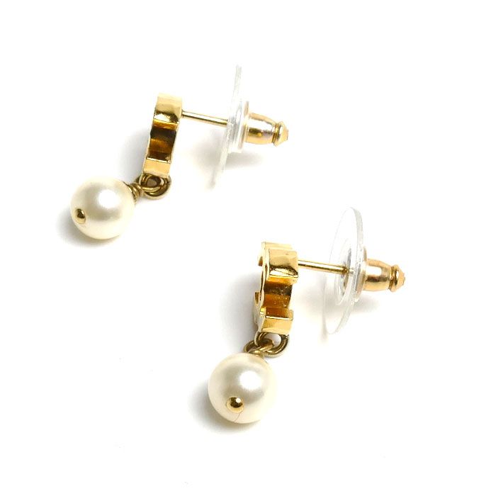 Chanel CC Logo Faux Pearl Earrings — view 3