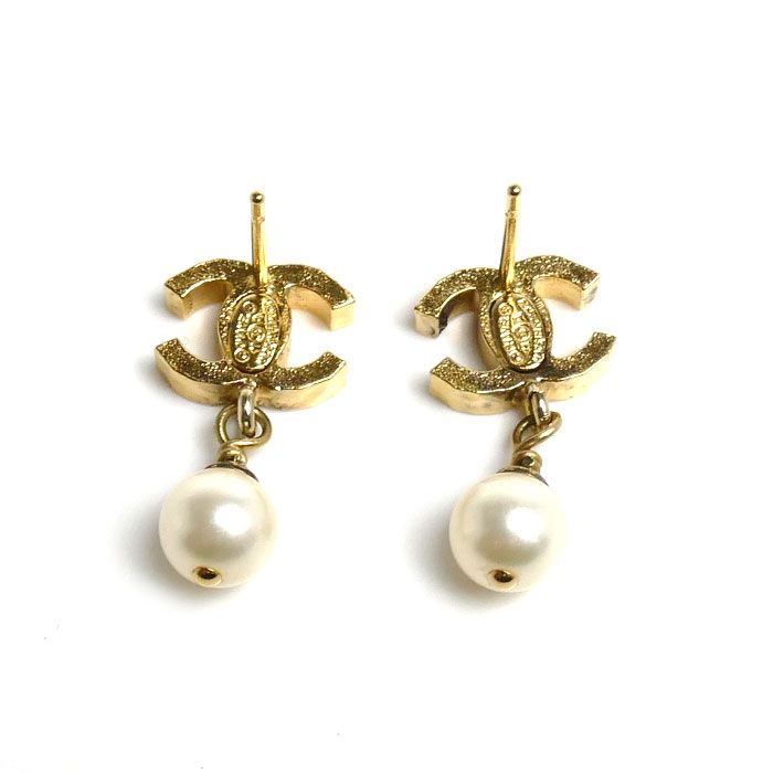 Chanel CC Logo Faux Pearl Earrings — view 4