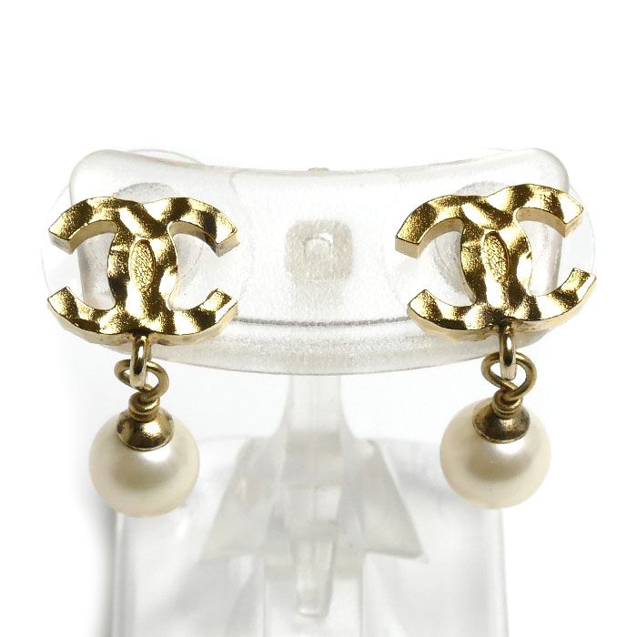 Chanel CC Logo Faux Pearl Earrings