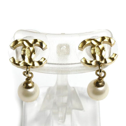 Chanel CC Logo Faux Pearl Earrings