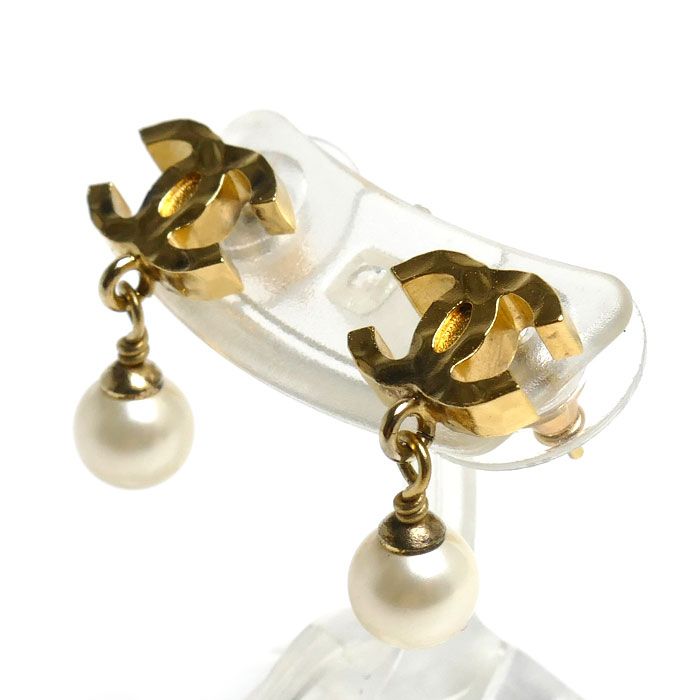 Chanel CC Logo Faux Pearl Earrings — view 2