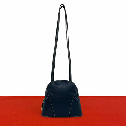 Loewe Vintage Logo Embossed Leather Shoulder Bag Mini Tote Navy
