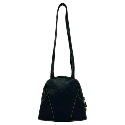 Loewe Vintage Logo Embossed Leather Shoulder Bag Mini Tote Navy — view 3