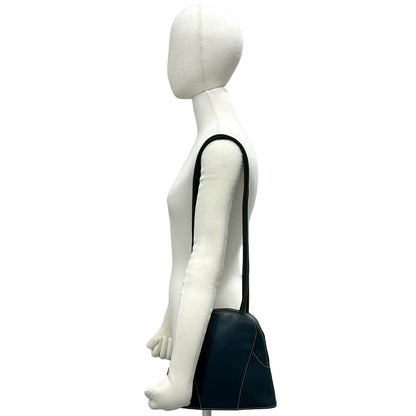 Loewe Vintage Logo Embossed Leather Shoulder Bag Mini Tote Navy — view 2
