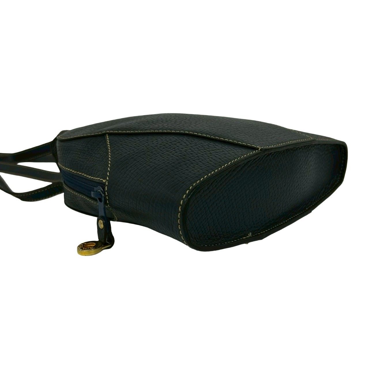 Loewe Vintage Logo Embossed Leather Shoulder Bag Mini Tote Navy — view 7