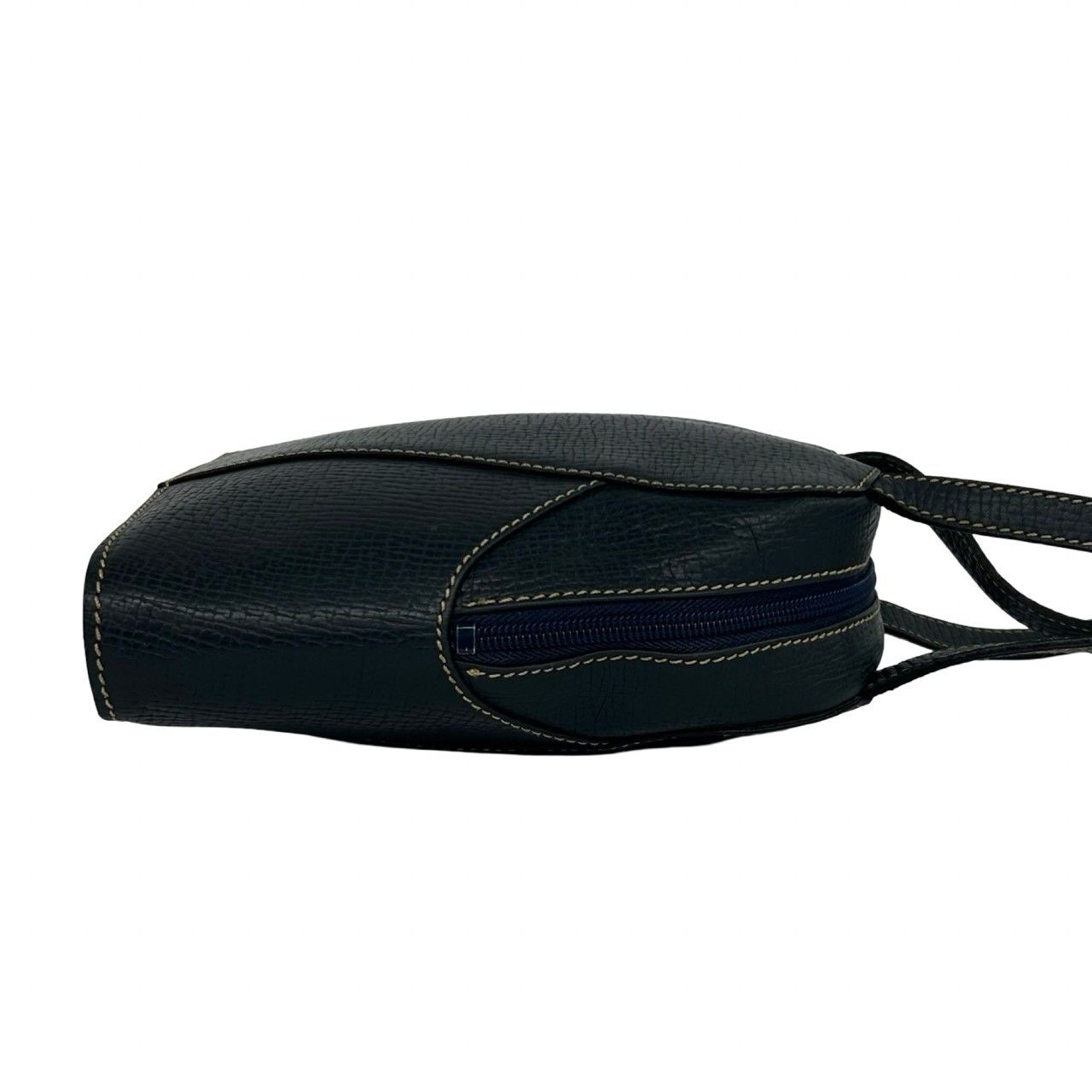 Loewe Vintage Logo Embossed Leather Shoulder Bag Mini Tote Navy — view 6