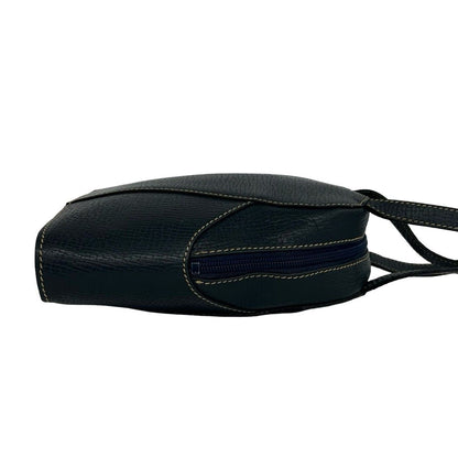 Loewe Vintage Logo Embossed Leather Shoulder Bag Mini Tote Navy — view 6