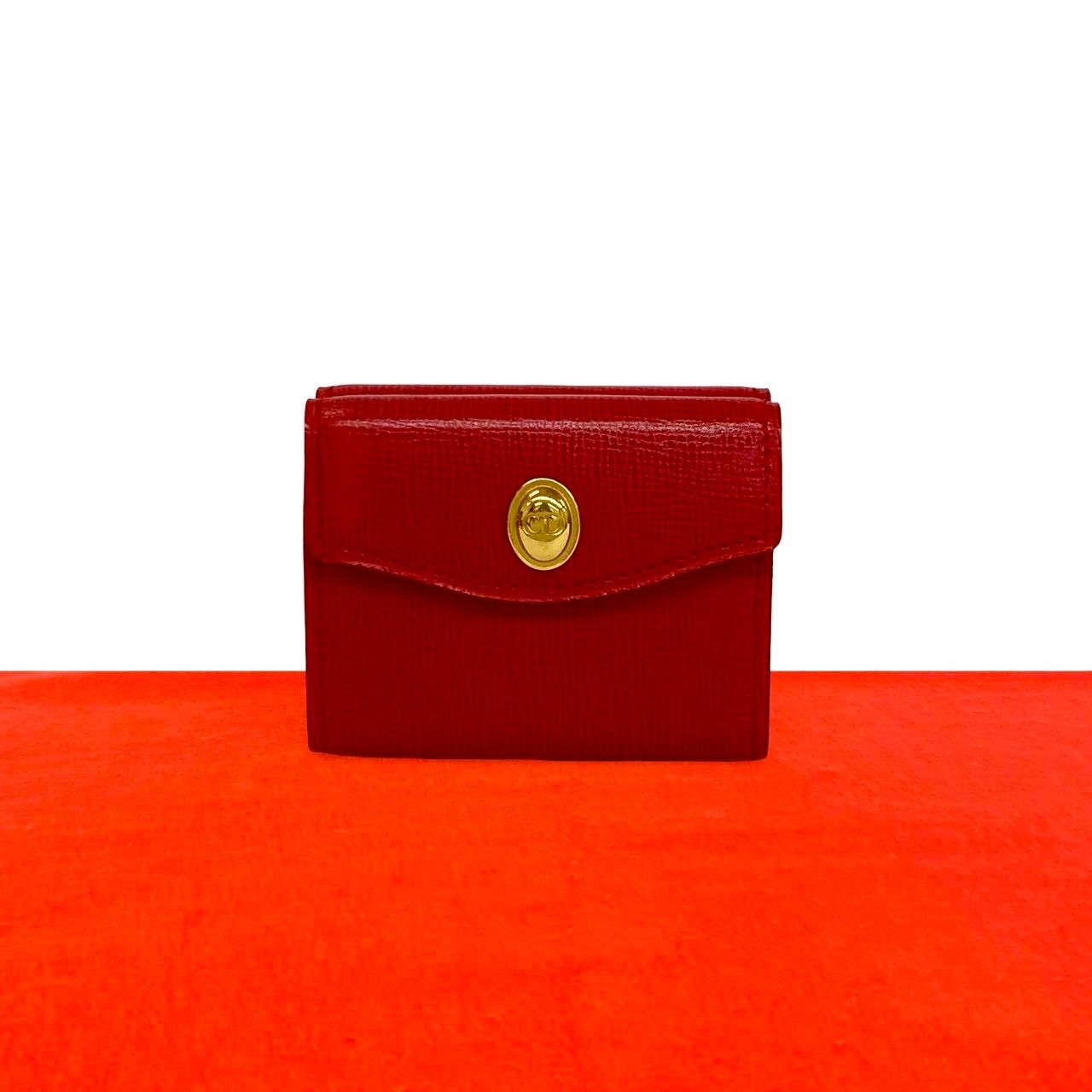 Dior Vintage CD Logo Leather Trifold Wallet Mini