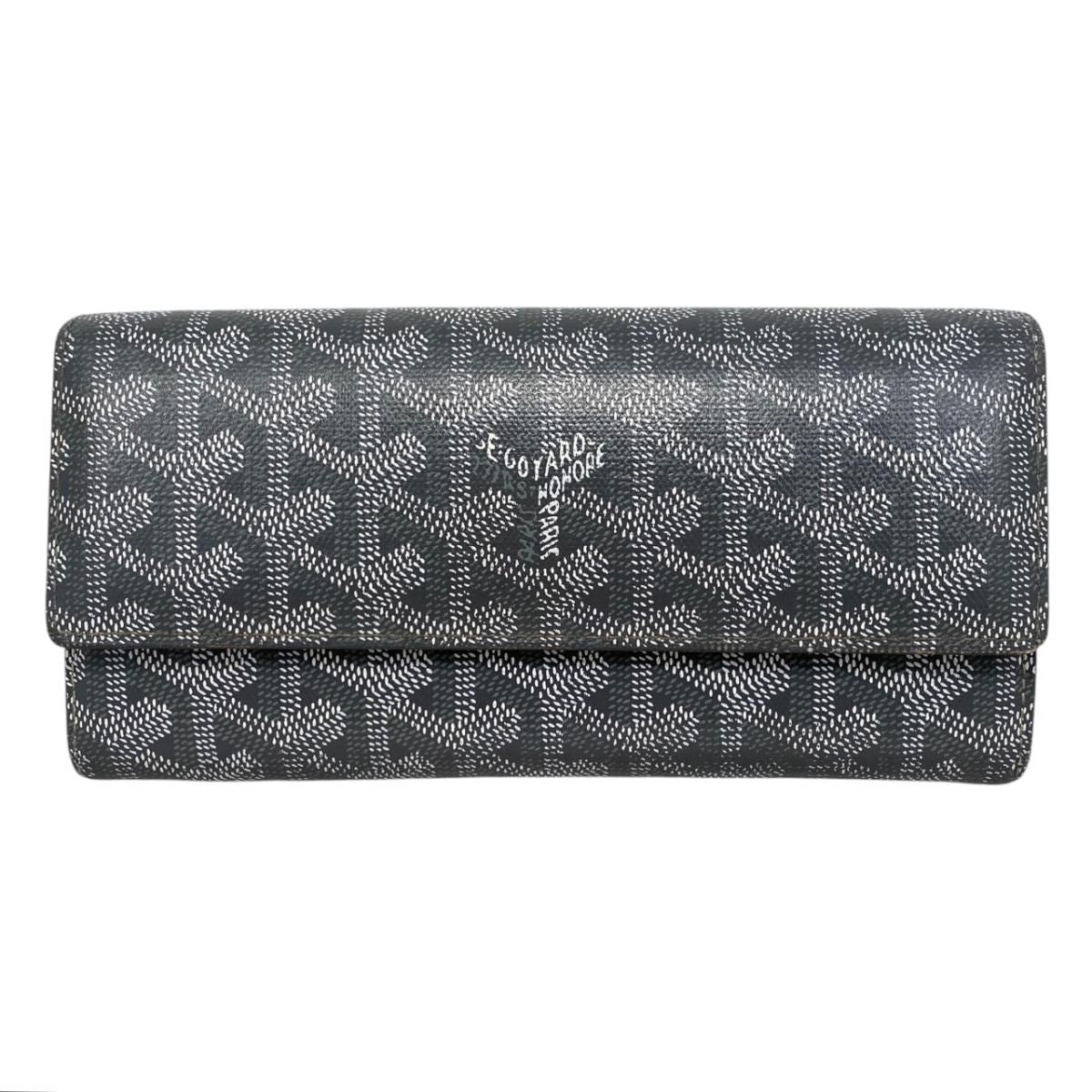 Goyard Bifold Wallet Varennes Leather Logo Gray Yellow Silver