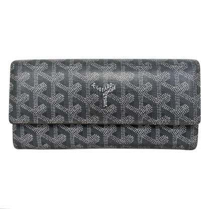 Goyard Bifold Wallet Varennes Leather Logo Gray Yellow Silver