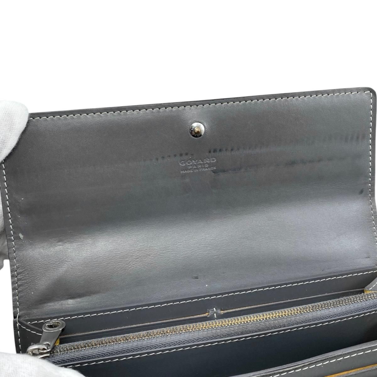 Goyard Bifold Wallet Varennes Leather Logo Gray Yellow Silver — view 6