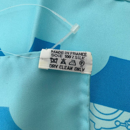 Hermes Carre 90 de Passage a Paris Blue Silk 100% Scarf — view 9