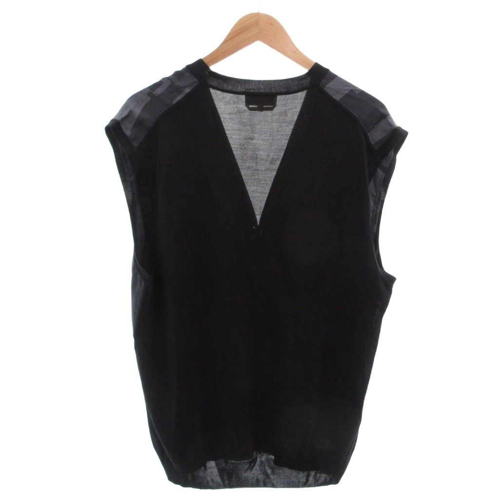 Hermes Tagged Knit Contrast Vest Gilet Silk Allover Neck XXL Black — view 2
