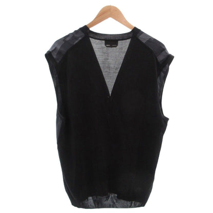 Hermes Tagged Knit Contrast Vest Gilet Silk Allover Neck XXL Black — view 2