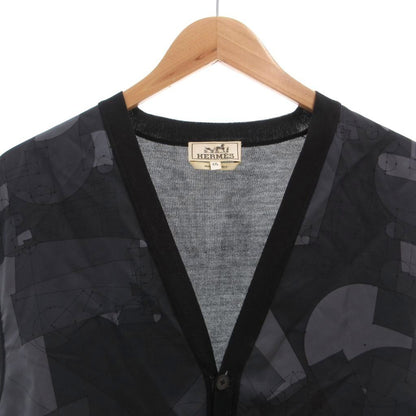 Hermes Tagged Knit Contrast Vest Gilet Silk Allover Neck XXL Black — view 3