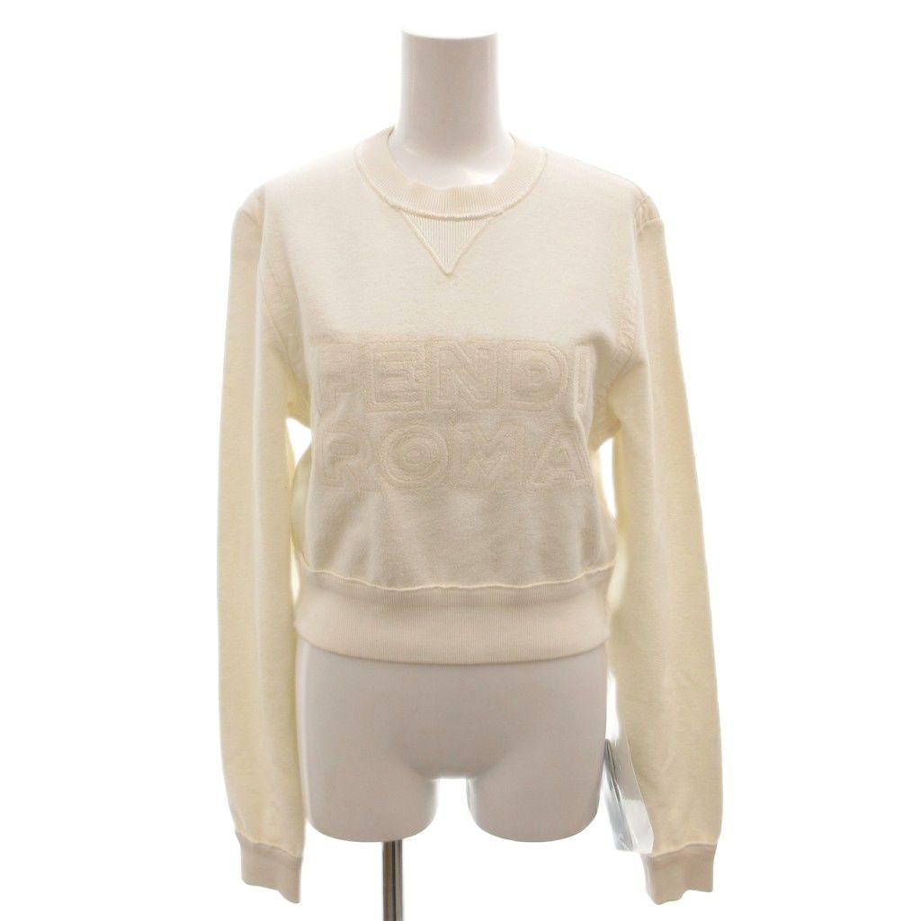 Fendi Tag Sweatshirt Short Length Logo Embroidery Switch Long Sleeve Xxs White