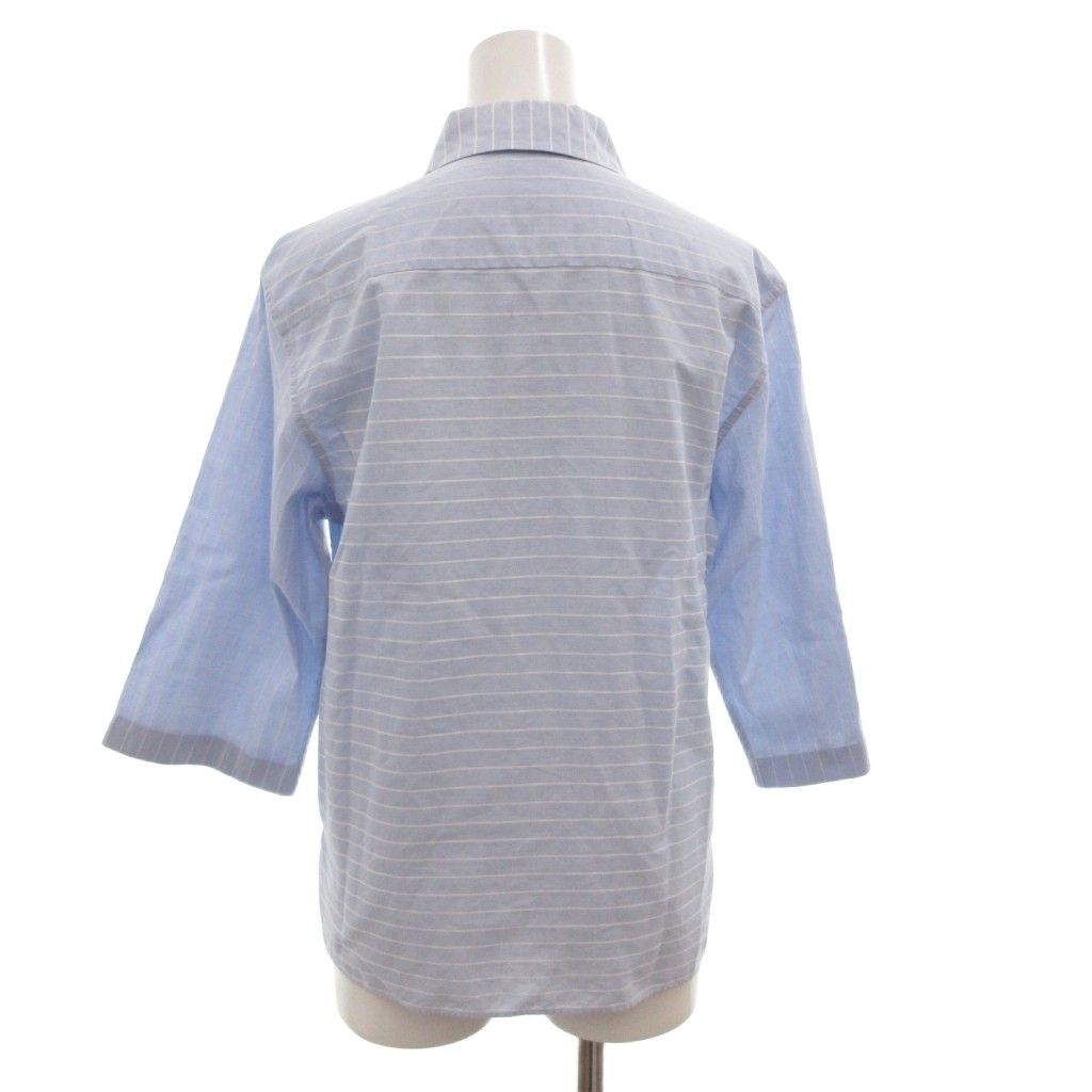 Chanel Identification Shirt Blouse 3/4 Sleeve Logo Embroidery Border CC 38 Blue — view 2