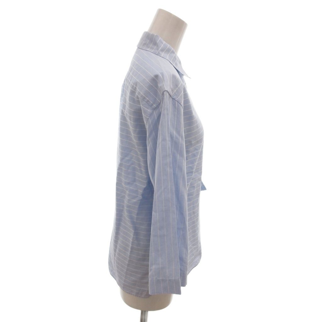 Chanel Identification Shirt Blouse 3/4 Sleeve Logo Embroidery Border CC 38 Blue — view 3