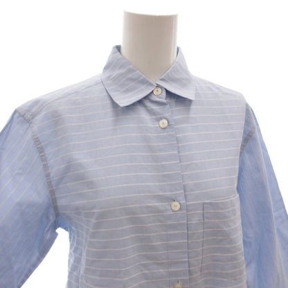 Chanel Identification Shirt Blouse 3/4 Sleeve Logo Embroidery Border CC 38 Blue — view 4