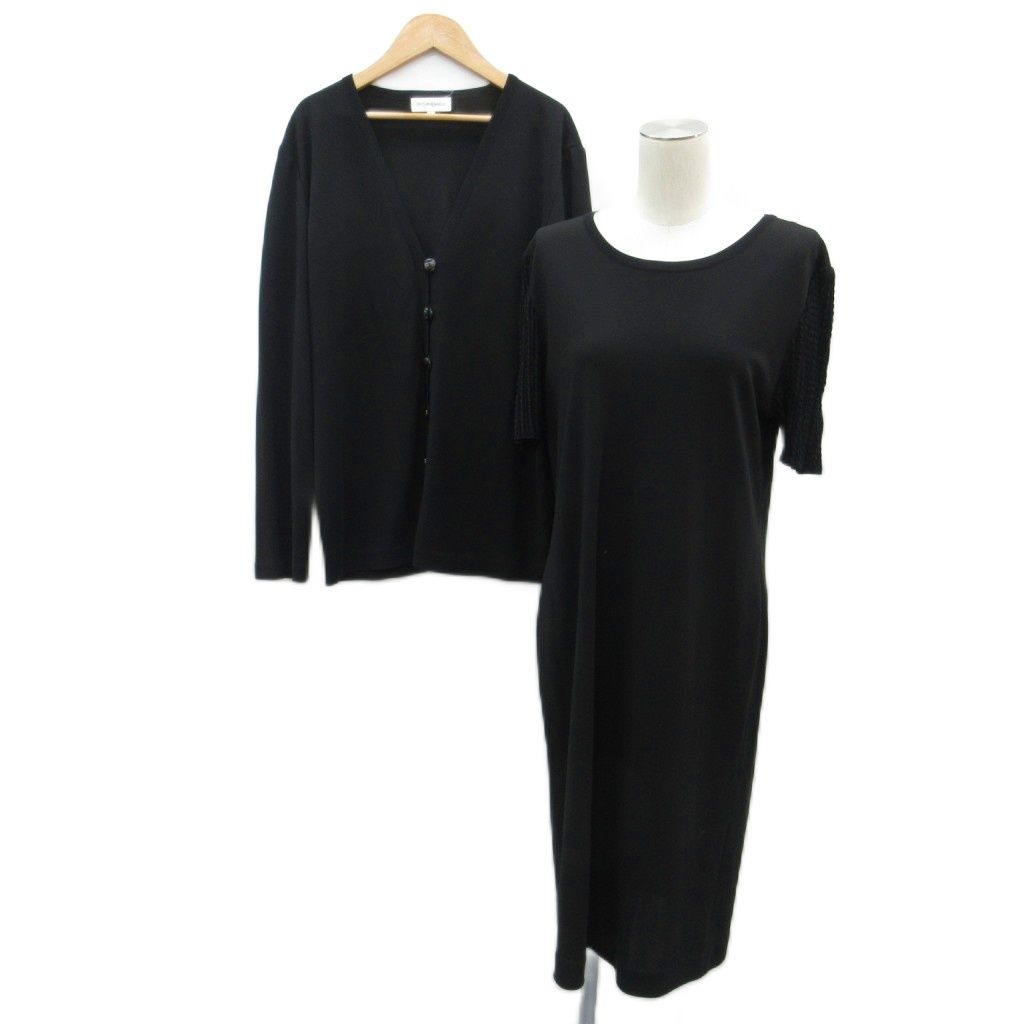 Saint Laurent Set Top and Bottom Cardigan Mid Length Dress Calf Short Sleeve L