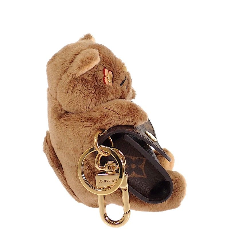 Louis Vuitton LV Monogram Bag Charm Canvas Brown Gold Cat Key Holder Case — view 5
