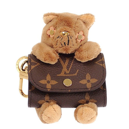 Louis Vuitton LV Monogram Bag Charm Canvas Brown Gold Cat Key Holder Case — view 2