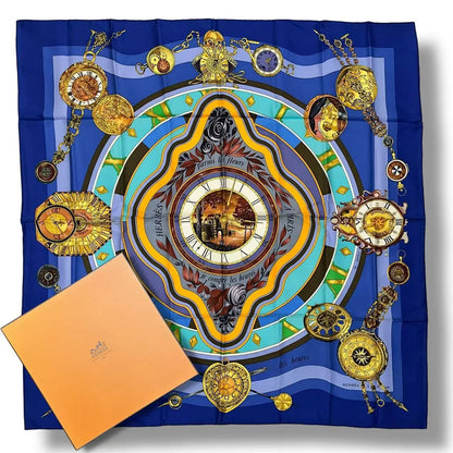 Hermes Carre 90 Scarf Silk Parmi les Fleurs Je Compte les Heures Time Among