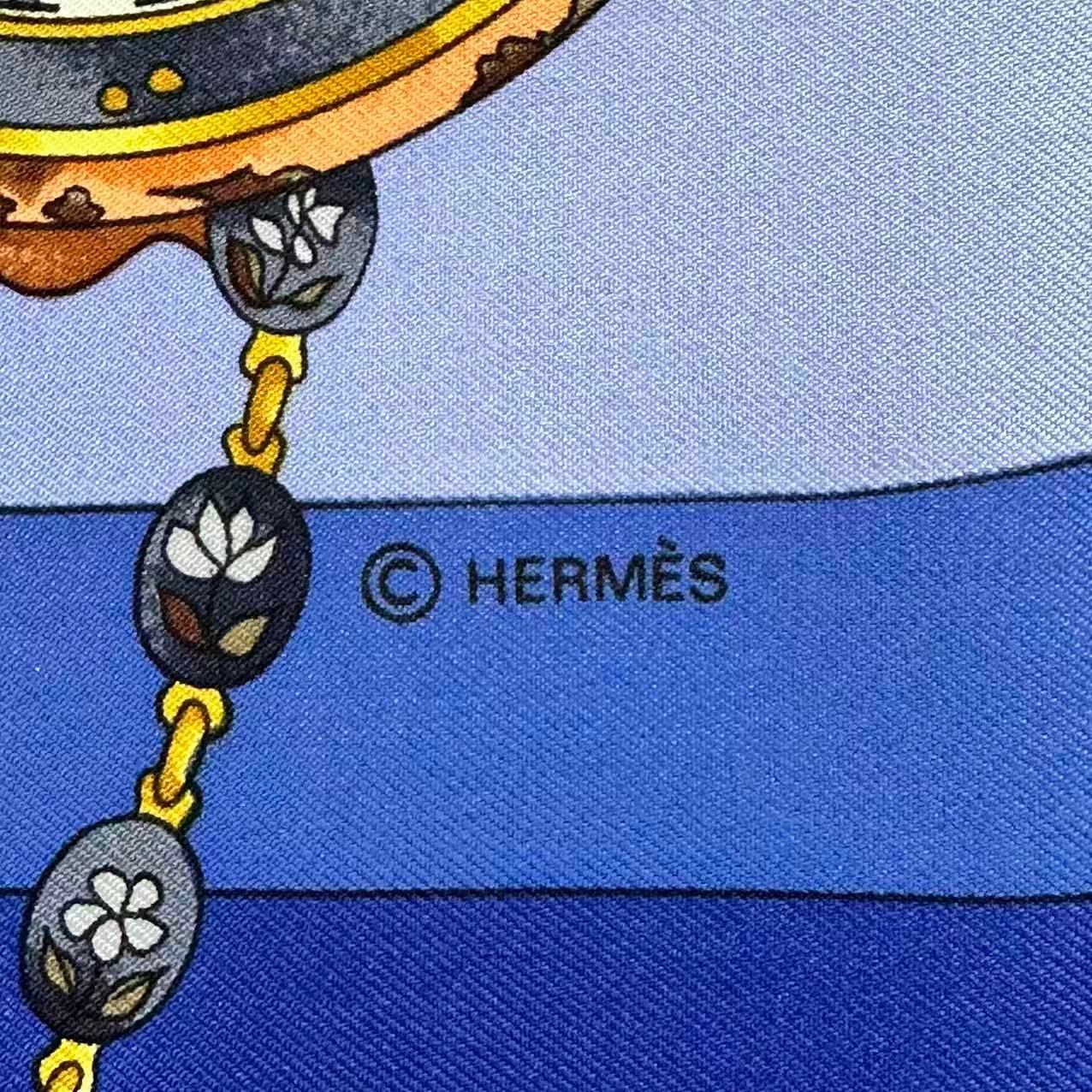 Hermes Carre 90 Scarf Silk Parmi les Fleurs Je Compte les Heures Time Among — view 8