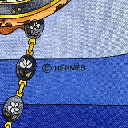 Hermes Carre 90 Scarf Silk Parmi les Fleurs Je Compte les Heures Time Among — view 8