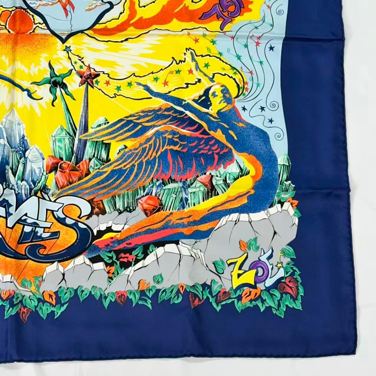 Hermes Carre 90 Scarf Silk Aube Libre Comme L'ange New Dawn Like an Angel Blue — view 3