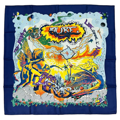 Hermes Carre 90 Scarf Silk Aube Libre Comme L'ange New Dawn Like an Angel Blue — view 2