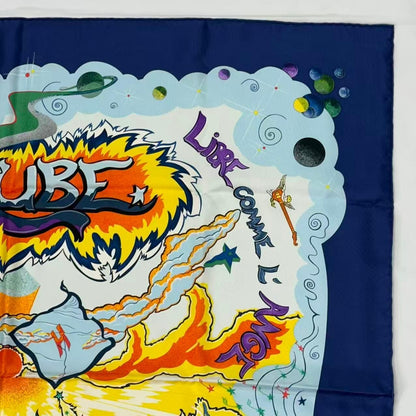 Hermes Carre 90 Scarf Silk Aube Libre Comme L'ange New Dawn Like an Angel Blue — view 5