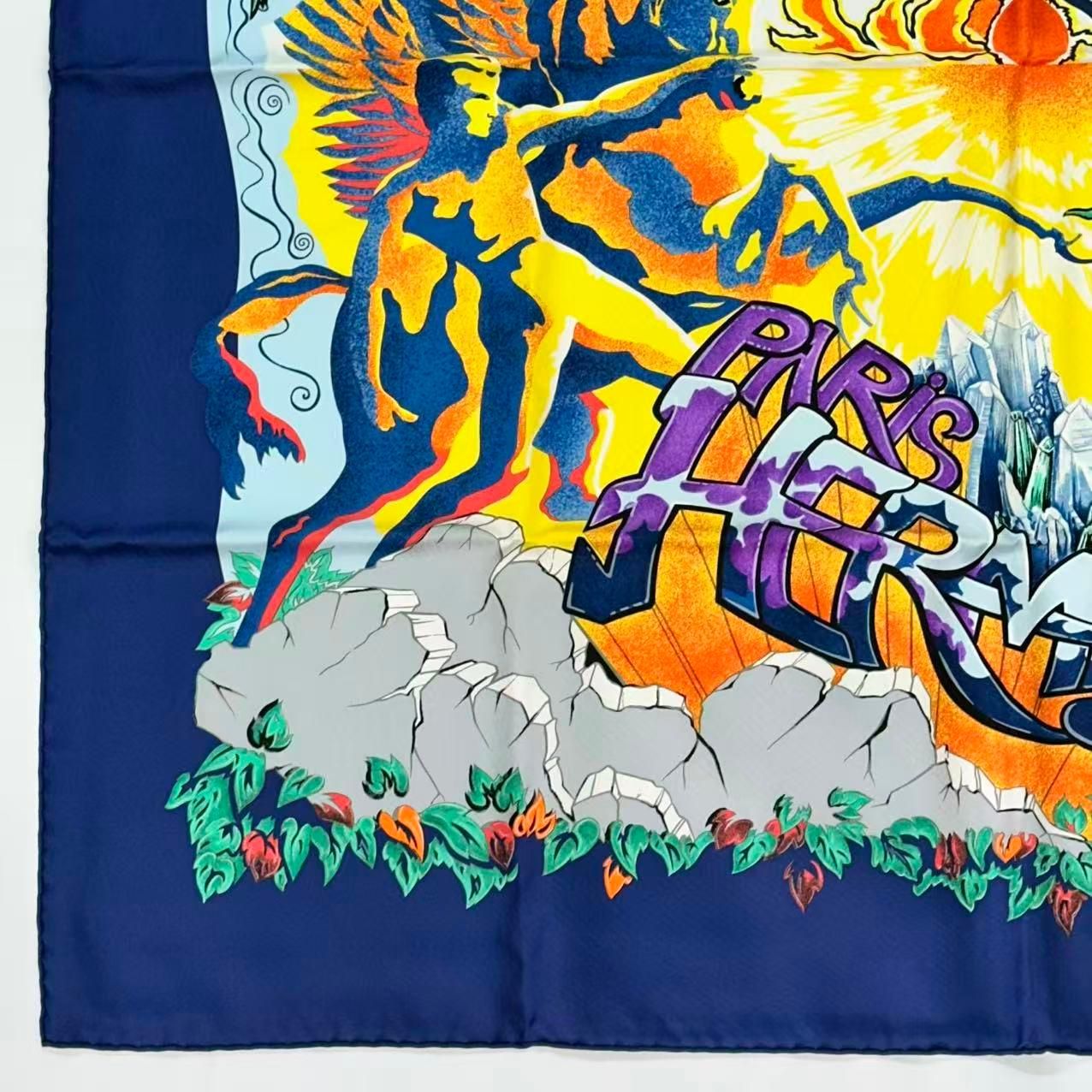 Hermes Carre 90 Scarf Silk Aube Libre Comme L'ange New Dawn Like an Angel Blue — view 4