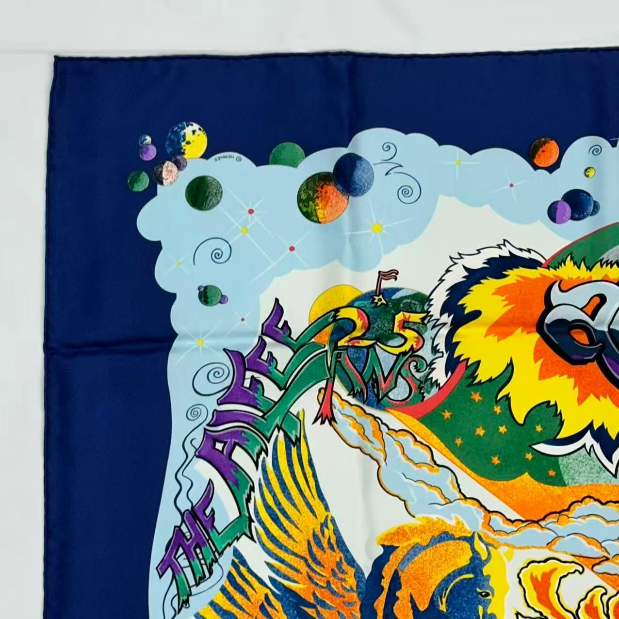 Hermes Carre 90 Scarf Silk Aube Libre Comme L'ange New Dawn Like an Angel Blue — view 6
