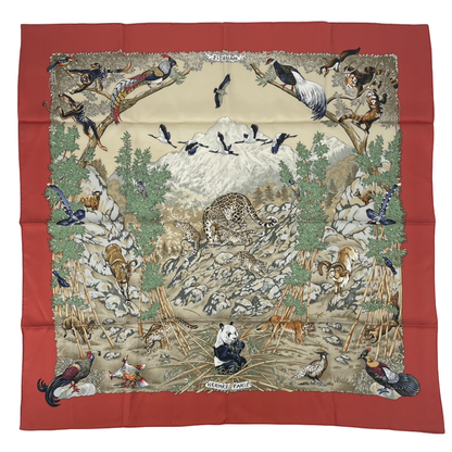 Hermes Carre 90 Sichuan Silk Scarf Orange Animal — view 2