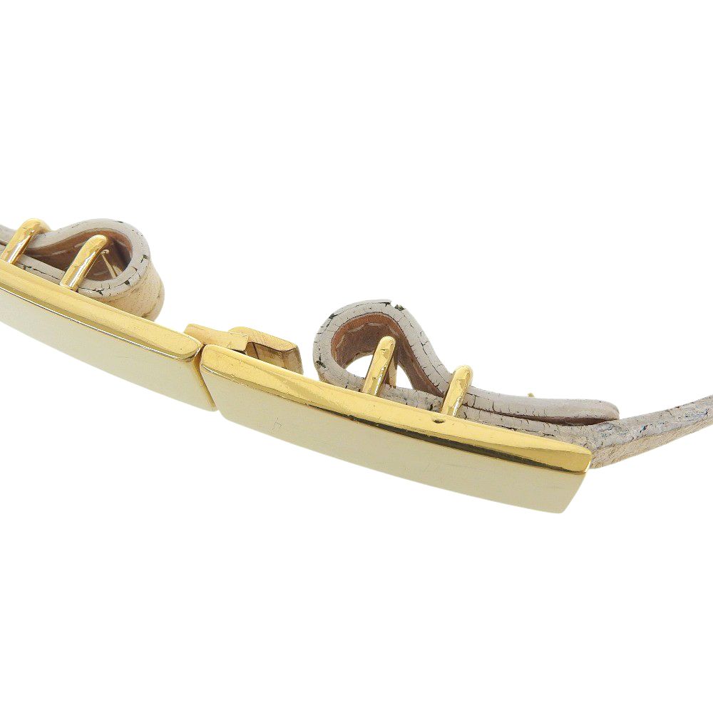 Gucci Tom Ford Era Gold Plate Leather Thin Belt Beige — view 6