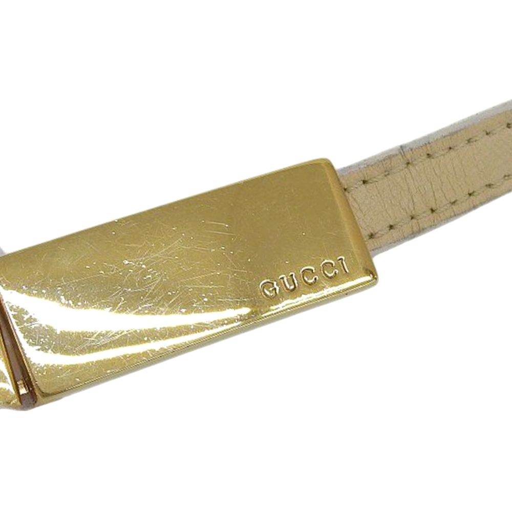 Gucci Tom Ford Era Gold Plate Leather Thin Belt Beige — view 7
