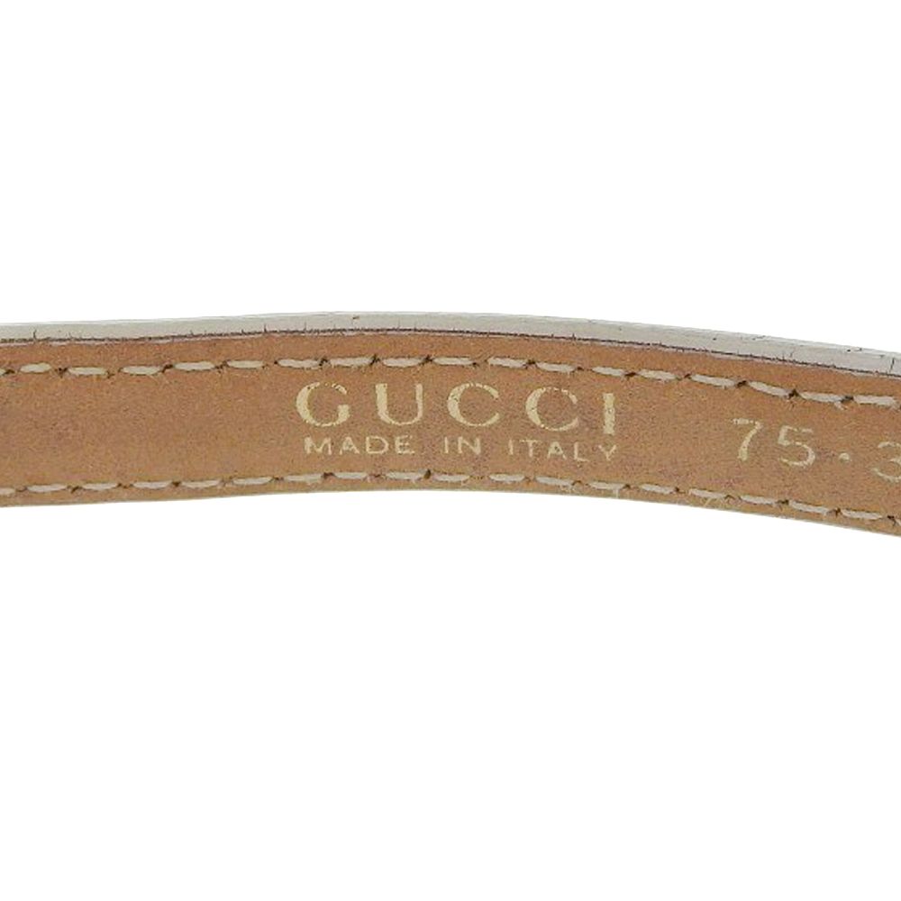 Gucci Tom Ford Era Gold Plate Leather Thin Belt Beige — view 8