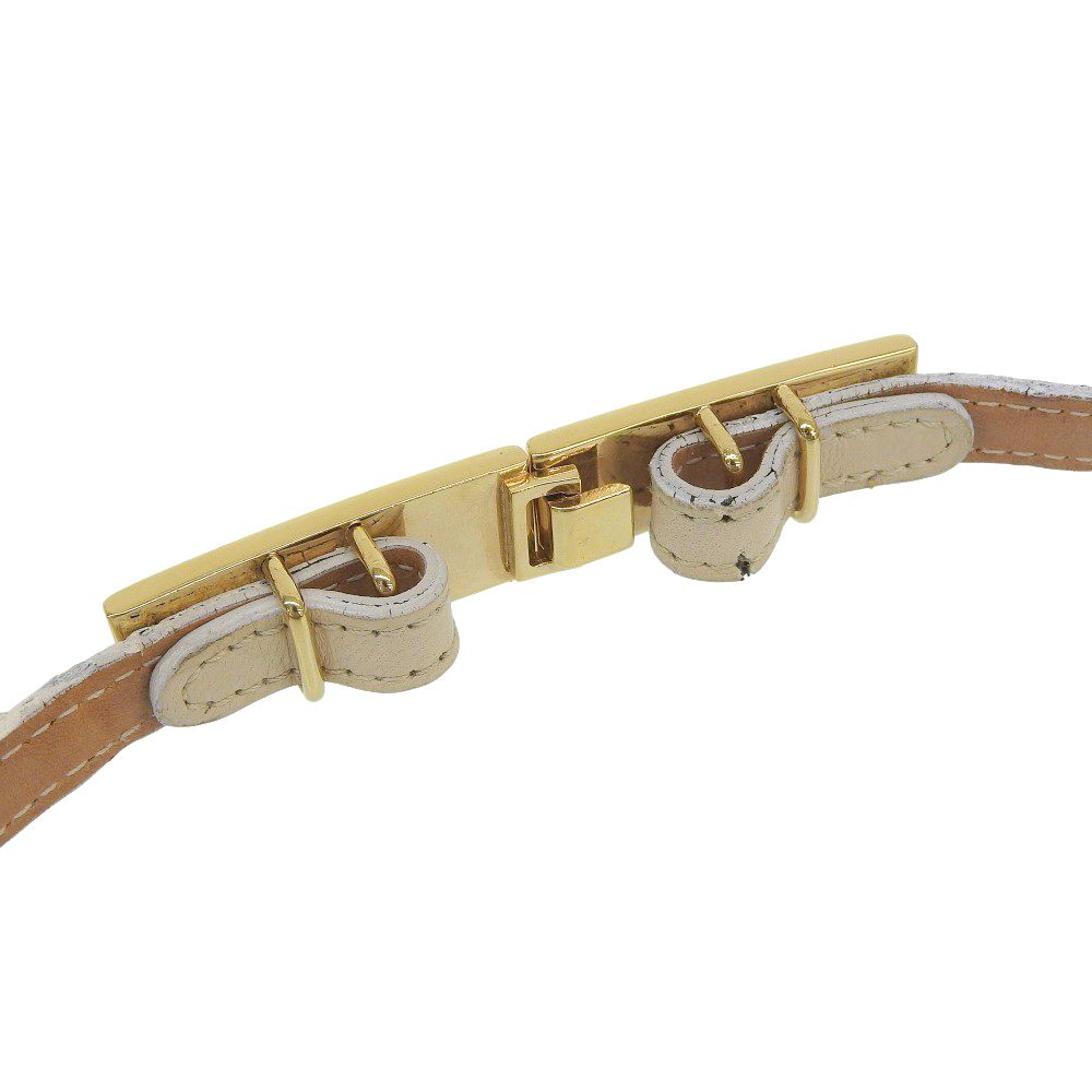 Gucci Tom Ford Era Gold Plate Leather Thin Belt Beige — view 5