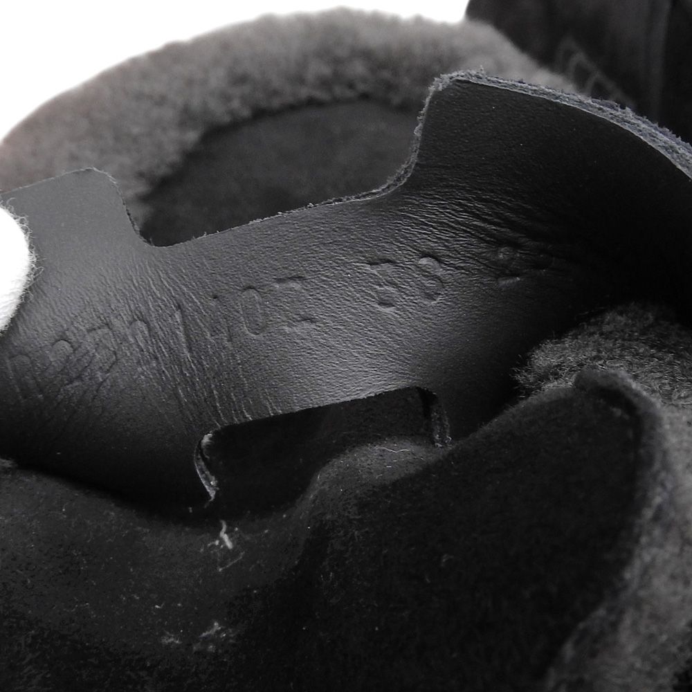 Hermes Mules Shearling Suede Logo Shoes Black 38 — view 6