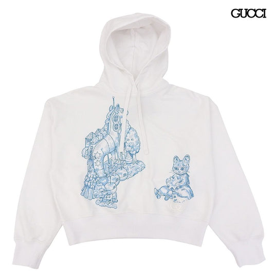 Gucci Logo Embroidery Hoodie Sweatshirt Higuchi Yuko Collaboration S White